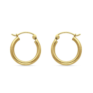 14K Yellow Gold 15mm Round Snap Closure Hoop Earring Wholesale